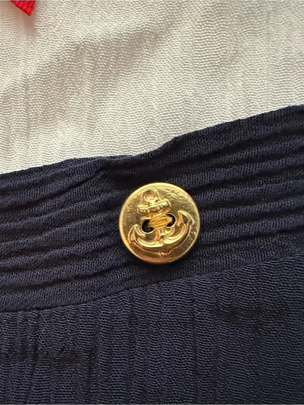 Vintage Youngland Navy & White Nautical Dress 2T Sailor Gold Button Short Sleeve